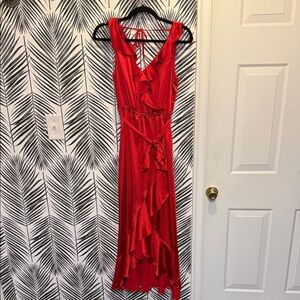 Skies Are Blue Vibrant Red Asymmetrical Dress